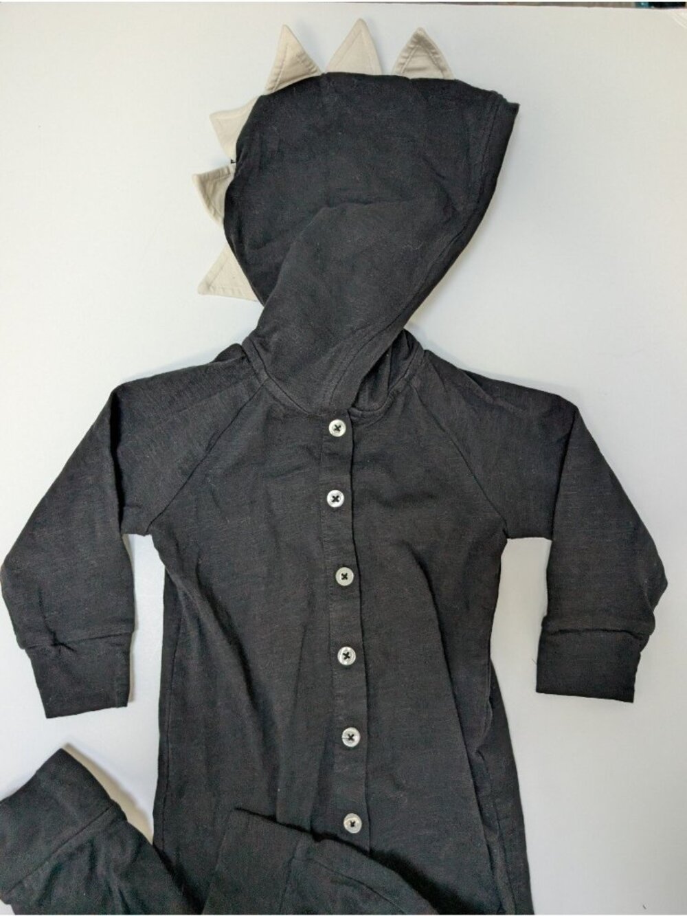 Organic Cotton Kate Quinn Black & White Dinosaur Hooded One-Piece Jumpsuit 18-24